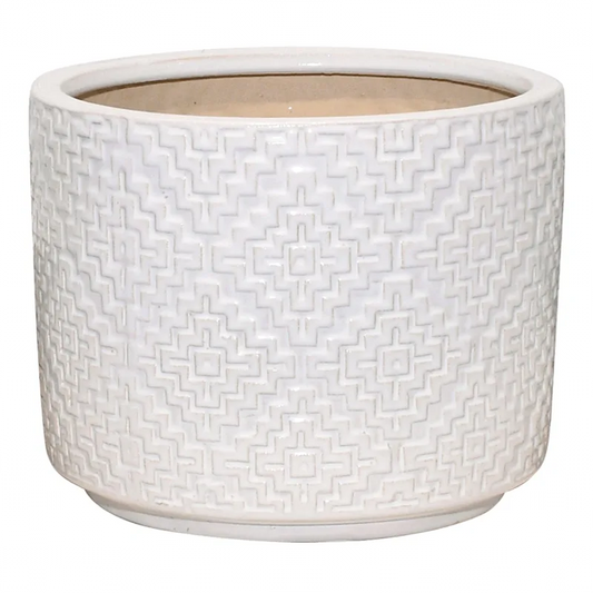 Catcci Indoor White Reactive Glaze Geo Pot, Large