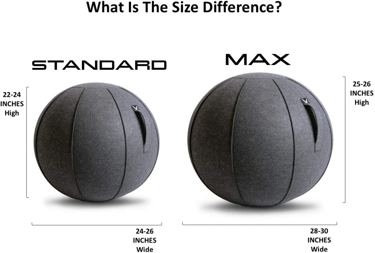 Vivora Luno Exercise Ball Chair, Anthracite Cover, Felt, Max Size (25 to 26 Inches), for Home Offices, Balance Training, Yoga Ball
